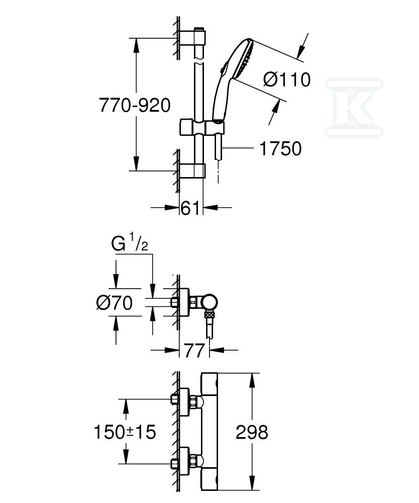 Prysznicowa bateria termostatyczna - 34769001