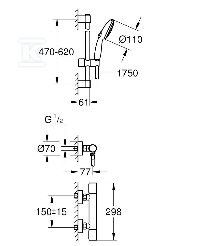 Prysznicowa bateria termostatyczna - 34768001