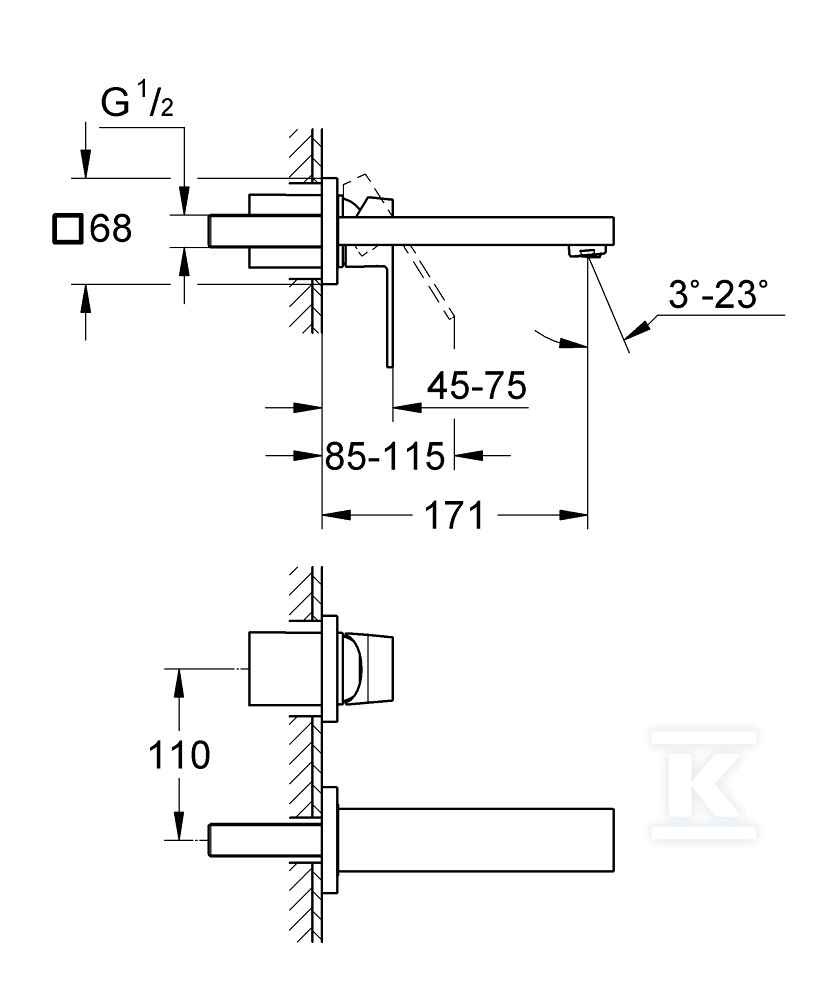 Grohe EuroCube mosdócsaptelep 2-lyukas, - 19895AL0