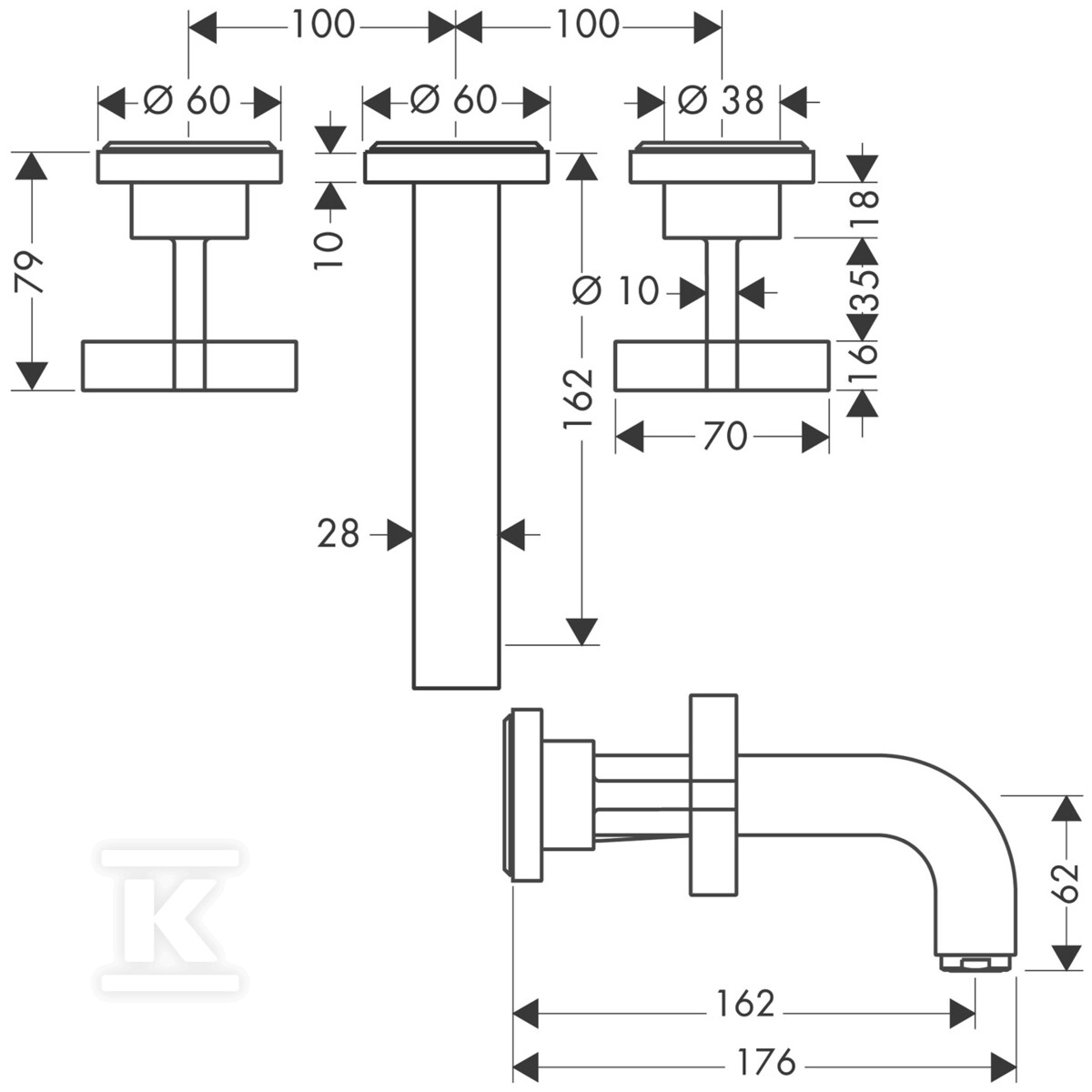 Змішувач для раковини Hansgrohe AXOR - 39313000