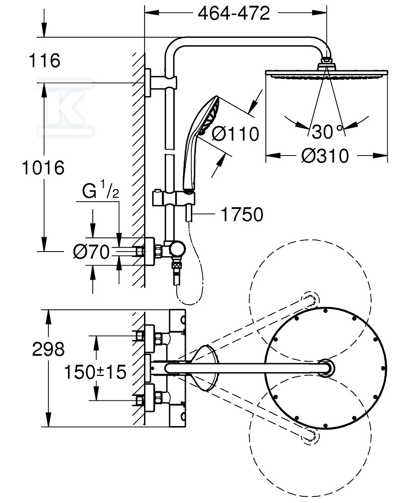 System prysznicowy z termostatem - 26075DC0