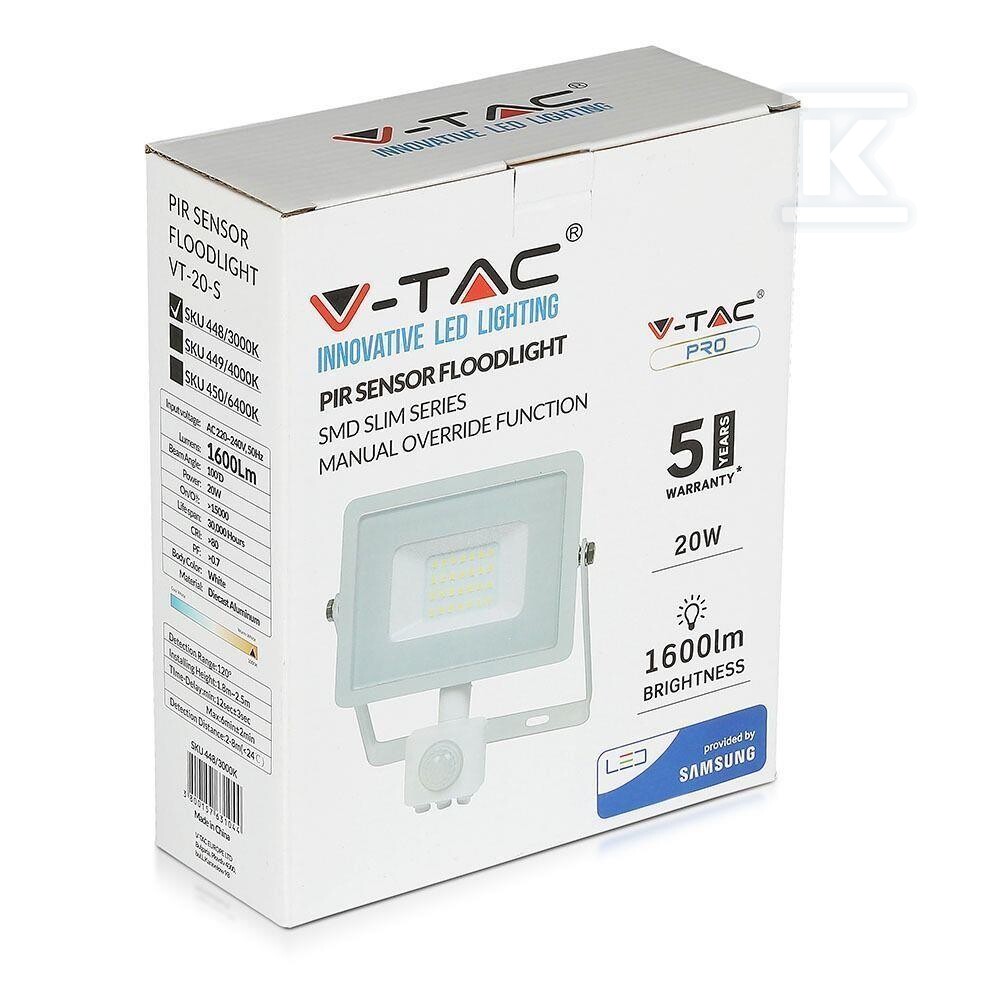 Naświetlacz LED V-TAC 20W SAMSUNG CHIP - 449
