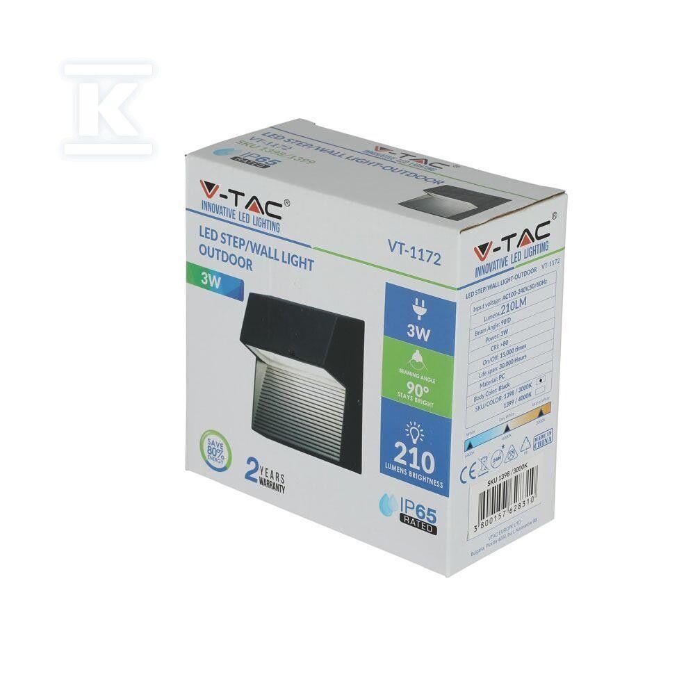 Oprawa ścienna elewacyjna 3W LED V-TAC - 1398