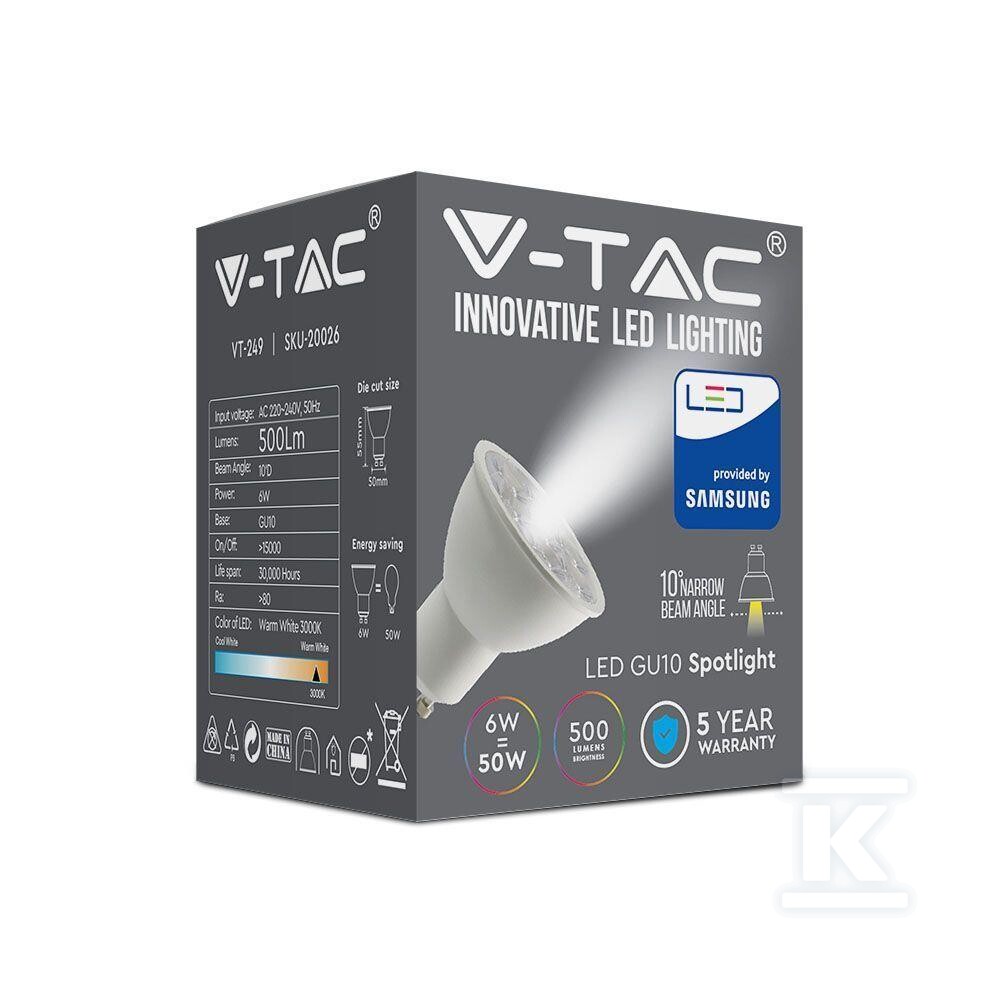 Żarówka LED V-TAC SAMSUNG CHIP GU10 6W - 20028
