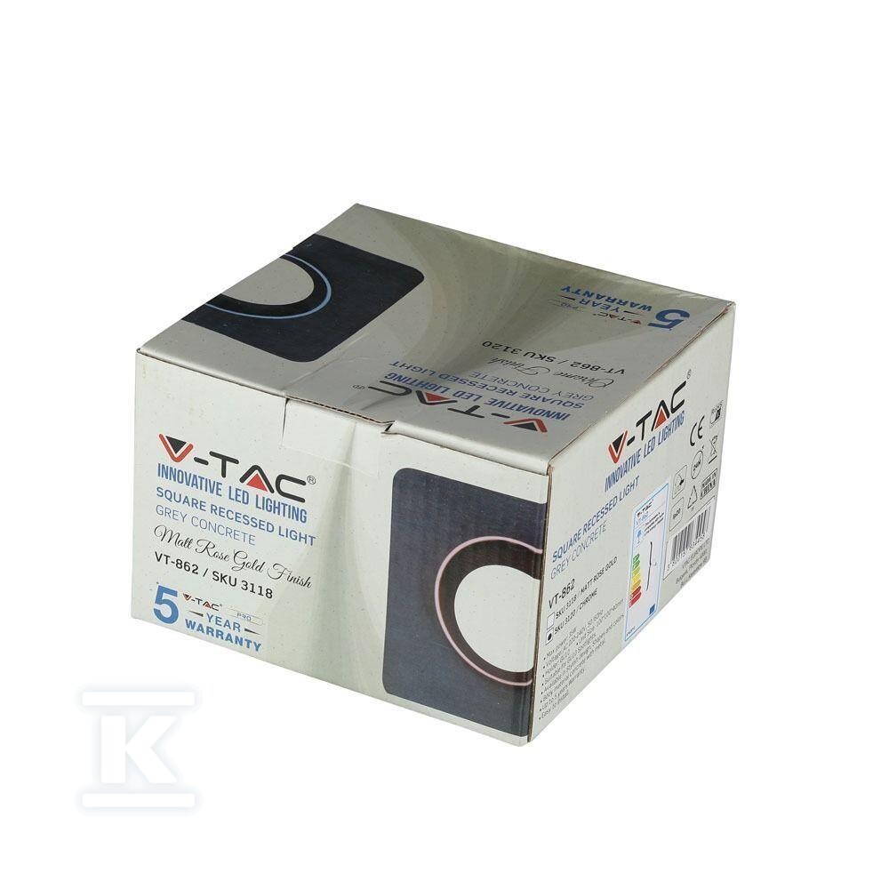 Oczko V-TAC gips beton GU10 kwadrat - 3120