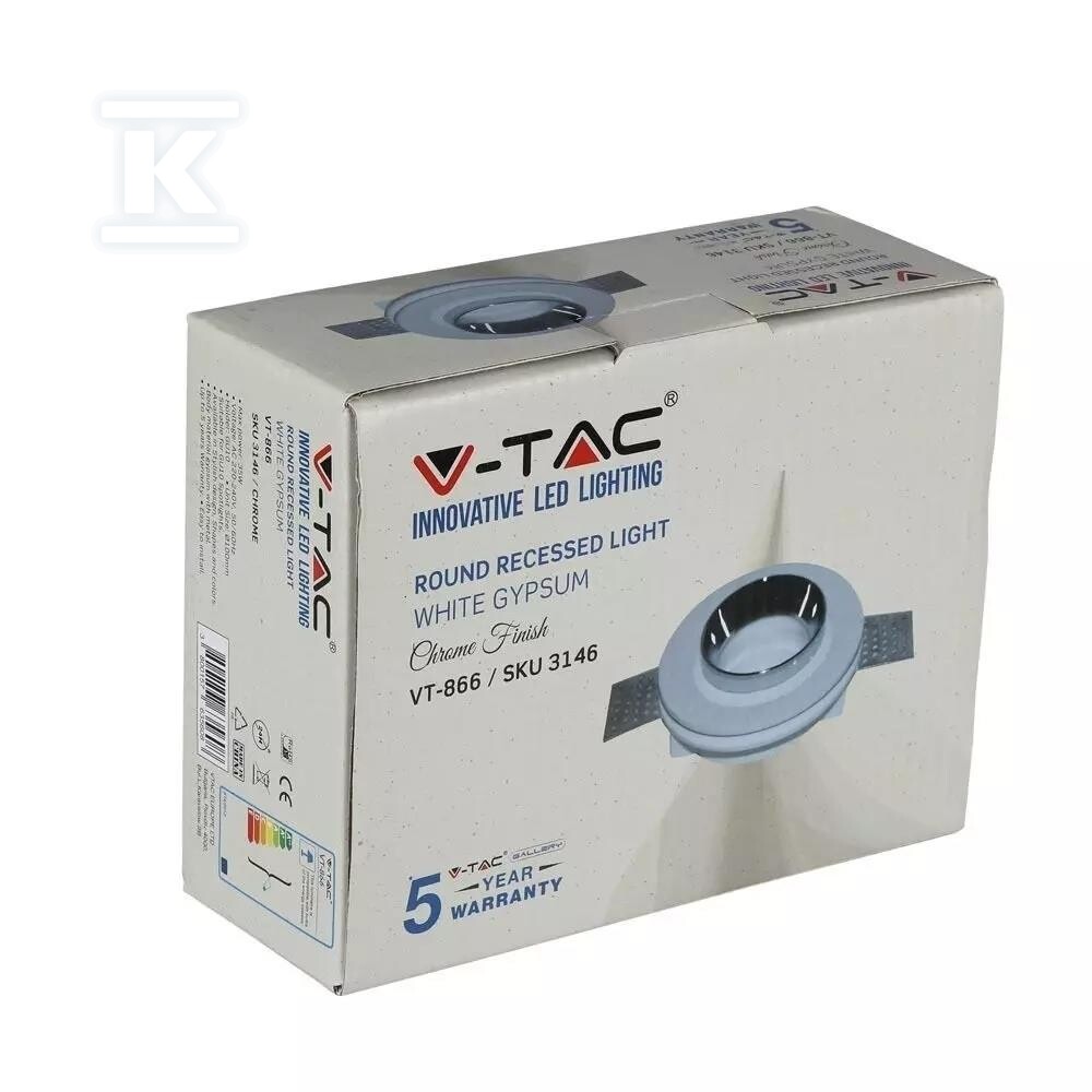 Oczko V-TAC gips GU10 okrągłe - 3146