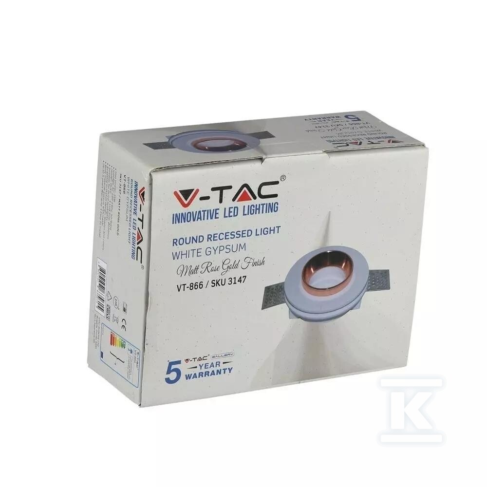 Oczko V-TAC gips GU10 okrągłe - 3147