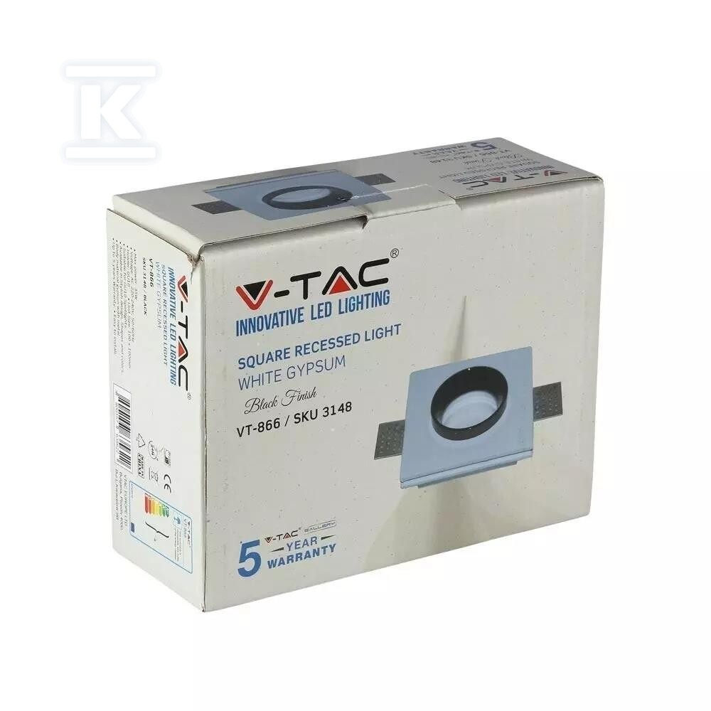 Oczko V-TAC gips GU10 kwadrat - 3148