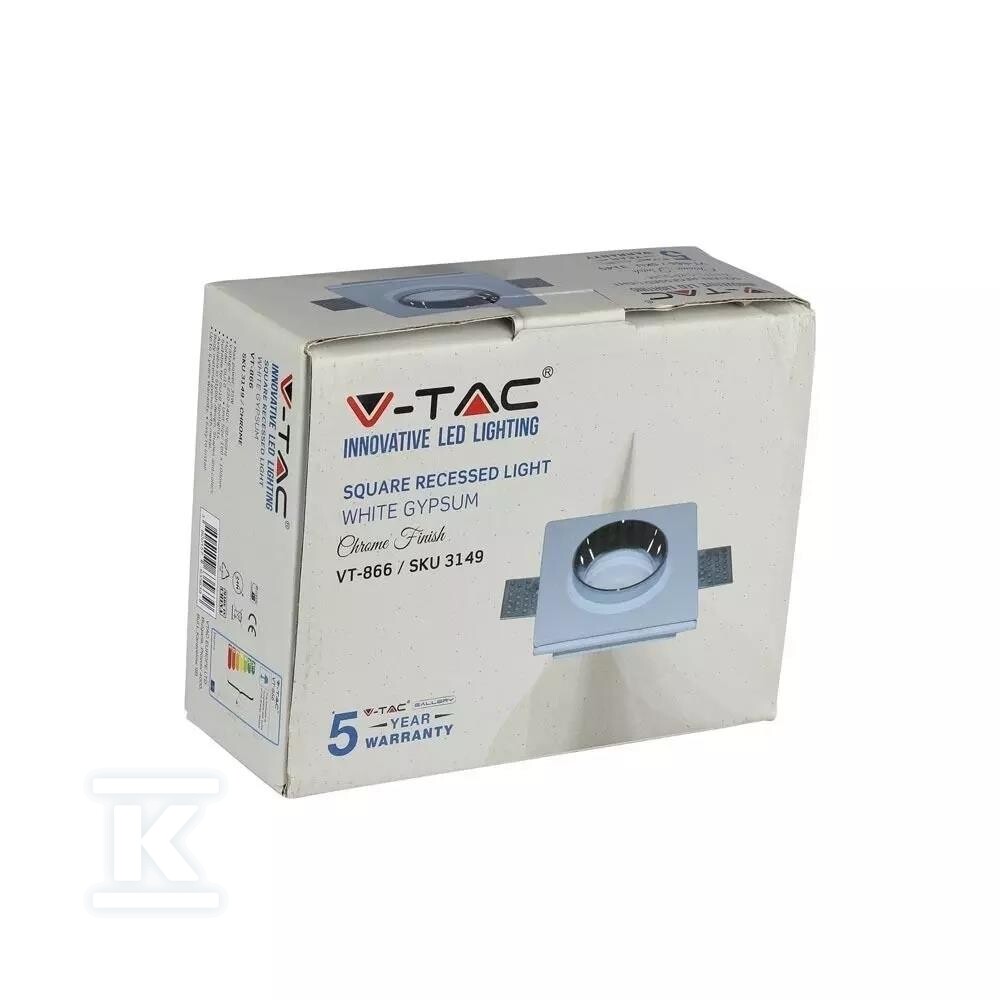 Oczko V-TAC gips GU10 kwadrat - 3149