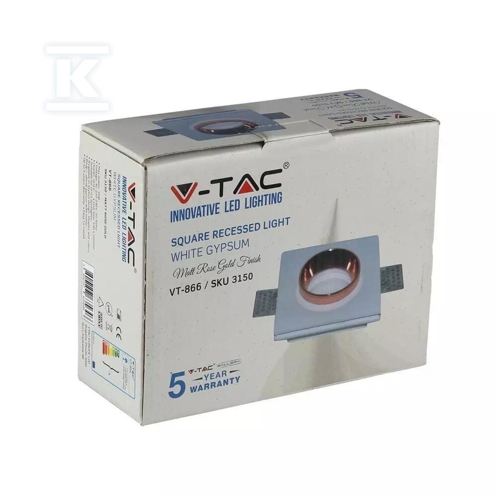 Oczko V-TAC gips GU10 kwadrat - 3150