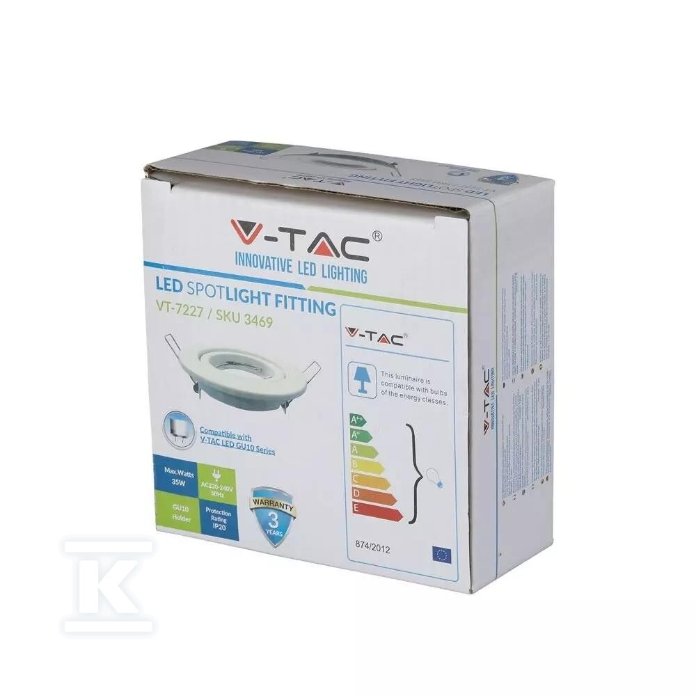 Oczko V-TAC GU10 okrągłe ruchome białe - 3469