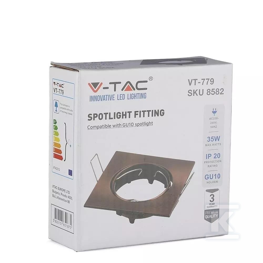 Oczko V-TAC GU10 kwadrat ruchome miedź - 8582