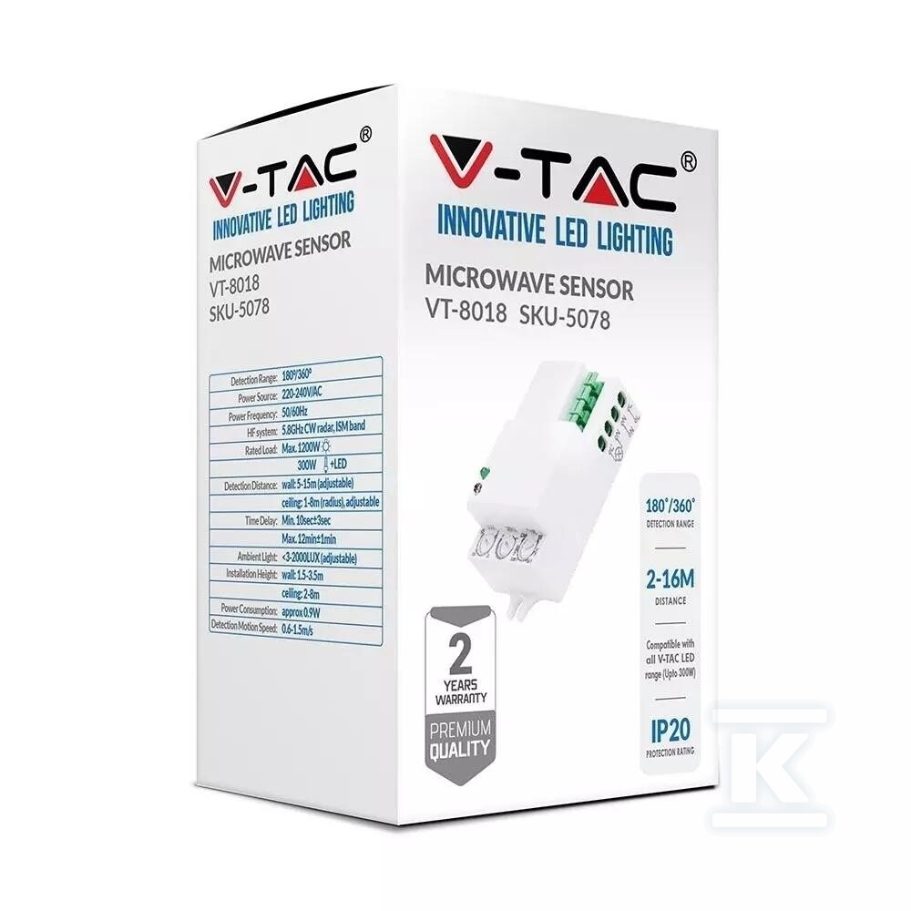 Czujnik ruchu mikrofalowy V-TAC VT-8018 - 5078