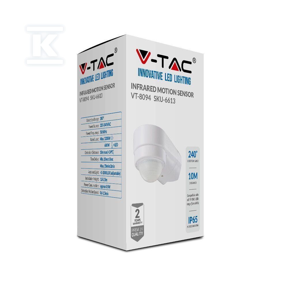Czujnik ruchu V-TAC narożny 240st 600W - 6613