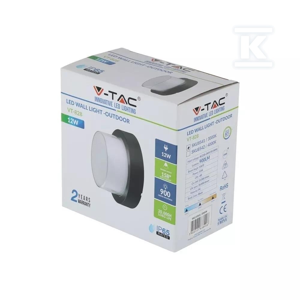 Oprawa V-TAC 12W LED IP65 czarny - 8541