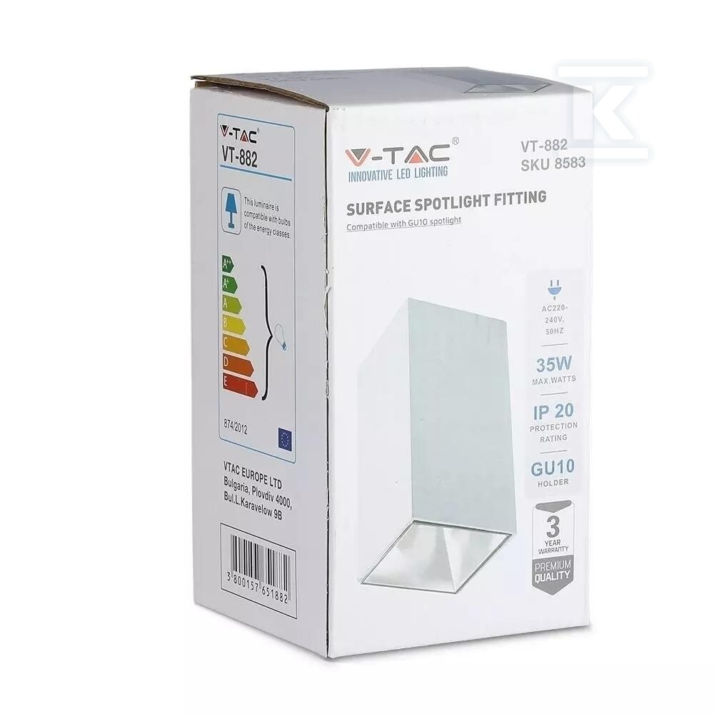 Oprawa sufitowa V-TAC GU10 kwadrat - 8583