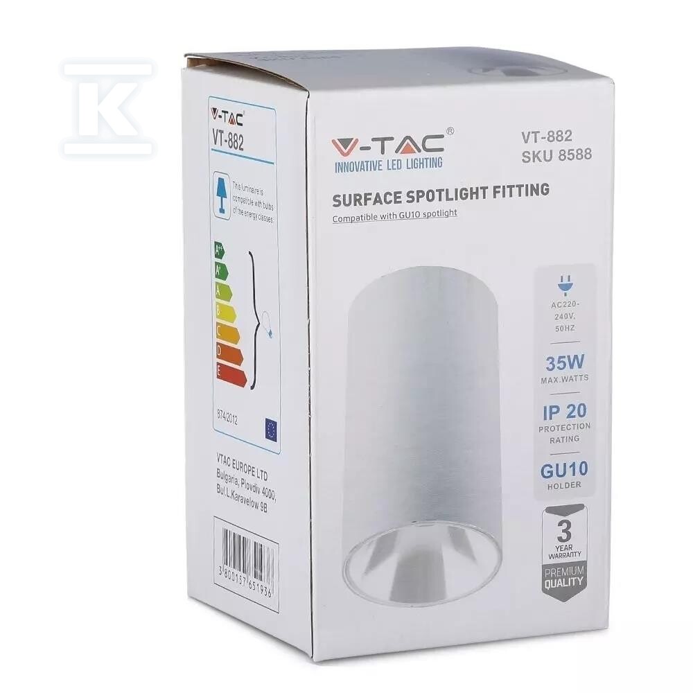 Oprawa sufitowa V-TAC GU10 okrągła - 8588