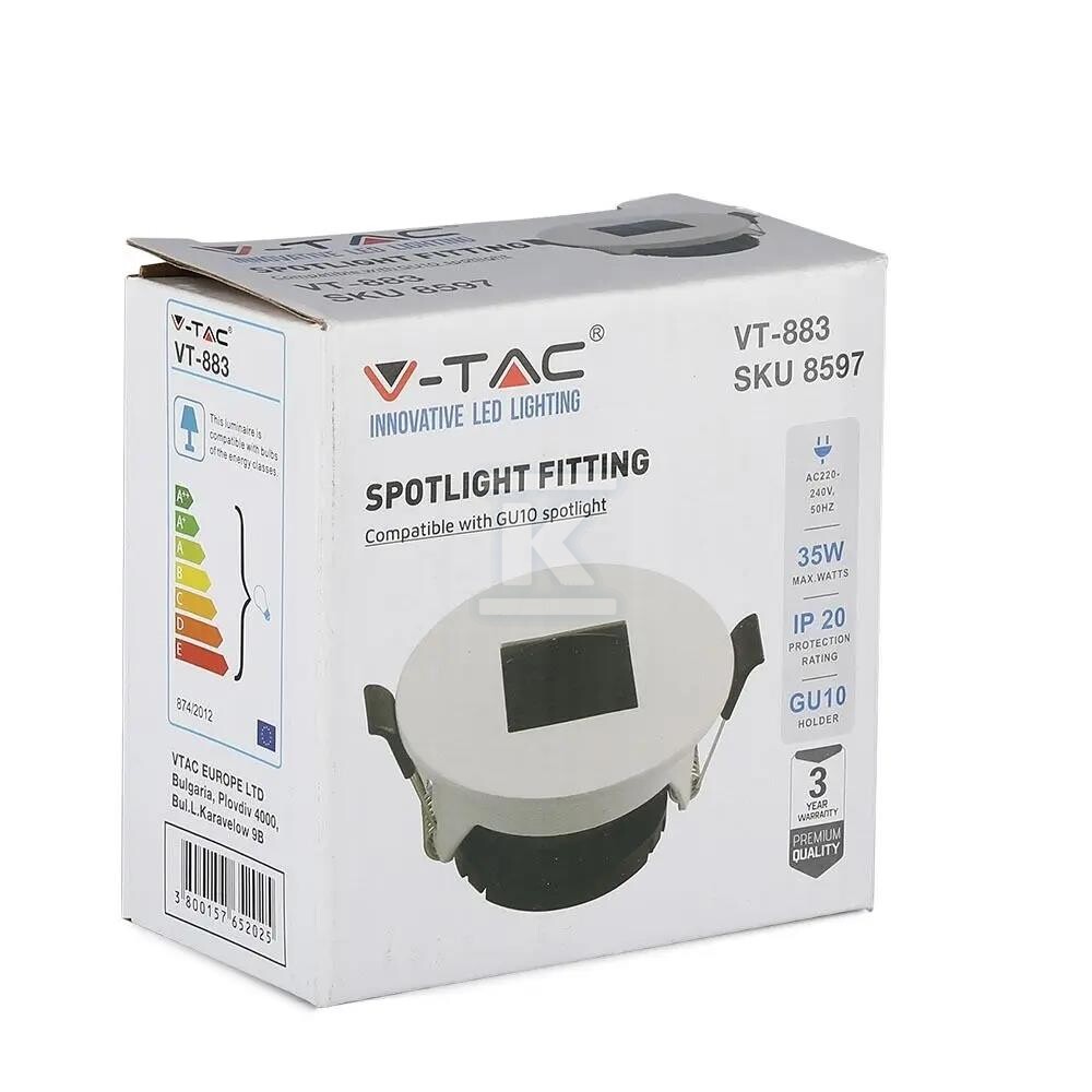 Oczko V-TAC GU10 okrągłe z kwadratem - 8597