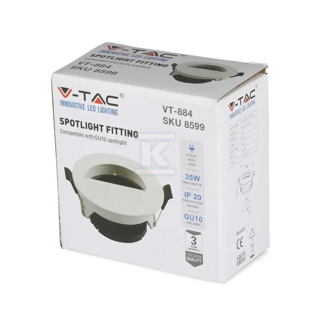Oczko V-TAC GU10 okrągłe z półkolem - 8599