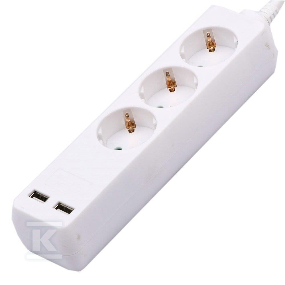 Przedłużacz 3 gniazda V-TAC 2 porty USB - 8774