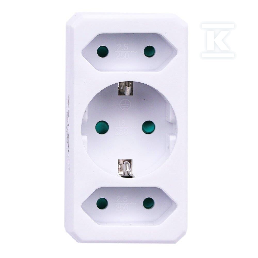 Rozgałęźnik 3x (2+1) 2x euro 10A 1 x - 8784