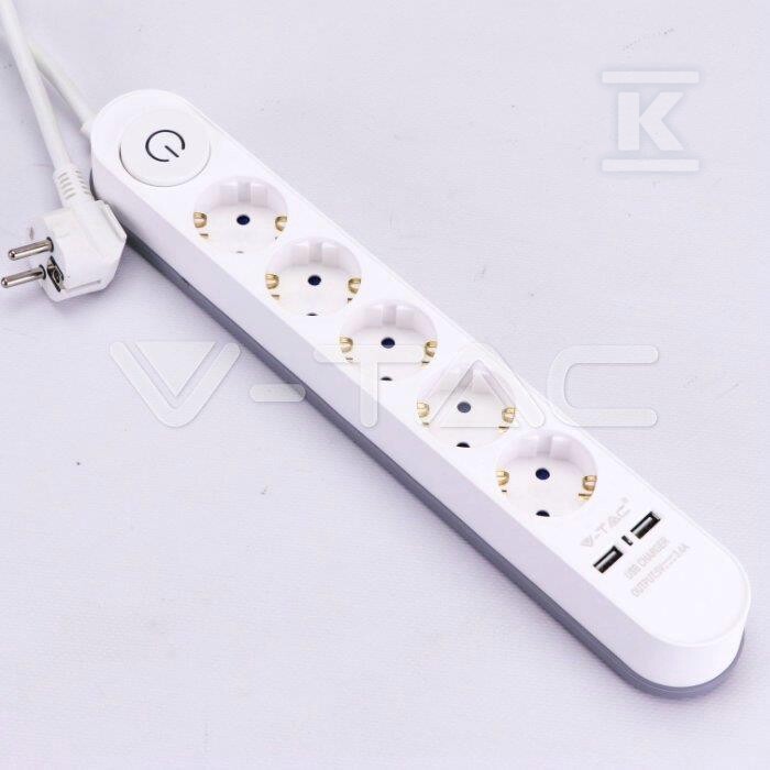 Listwa V-TAC 5 gniazda 3m podświetlany - 8807