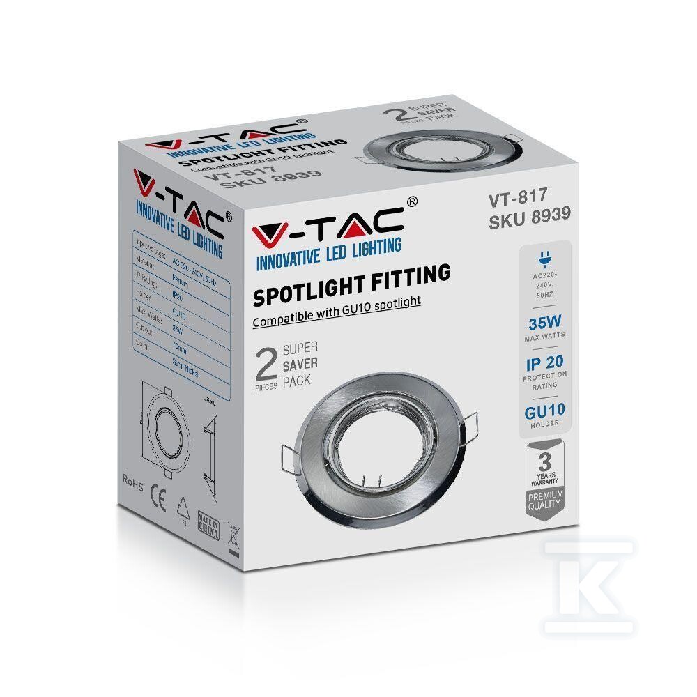 Oczko V-TAC GU10 okrągłe ruchome satyna - 8939