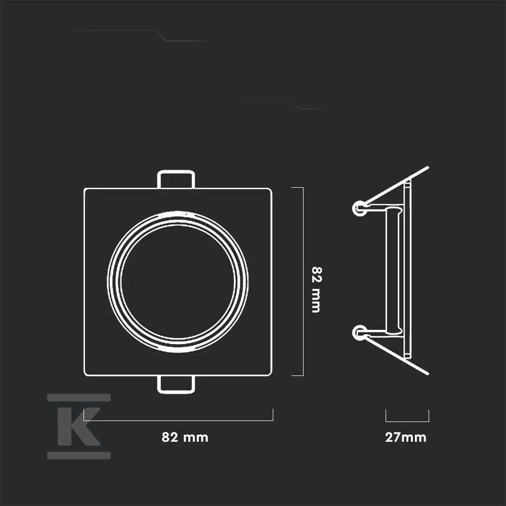 Oczko V-TAC GU10 kwadrat ruchome chrom - 8943
