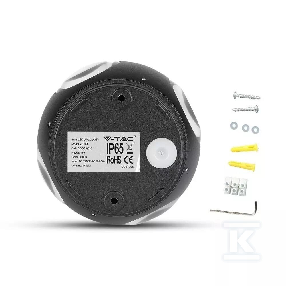 Kinkiet ścienny V-TAC 4W LED czarny - 218553