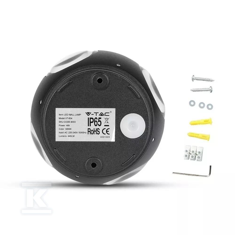 Kinkiet ścienny V-TAC 4W LED czarny - 218554