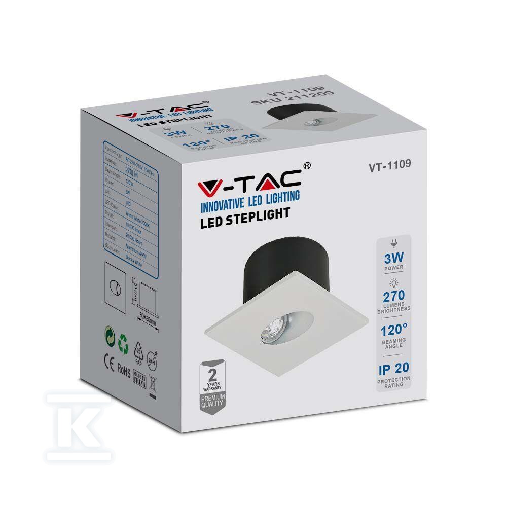 Oprawa schodowa 3W LED V-TAC kwadrat - 211209