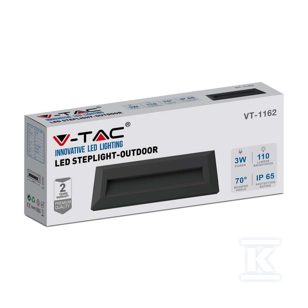Oprawa schodowa 3W LED V-TAC czarna - 211328