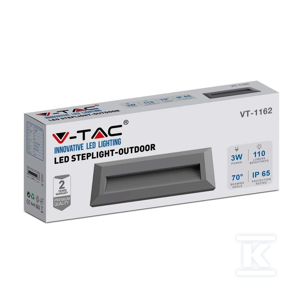Oprawa schodowa 3W LED V-TAC szara - 211330