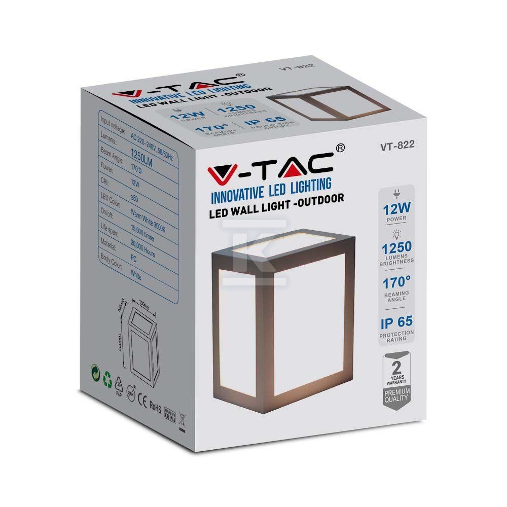 Oprawa ścienna V-TAC 12W LED IP65 szara - 218338