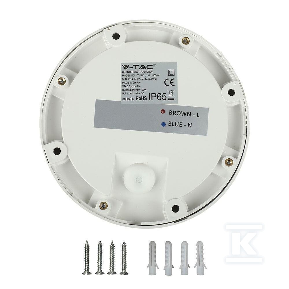Oprawa schodowa 2W LED V-TAC biała - 211314