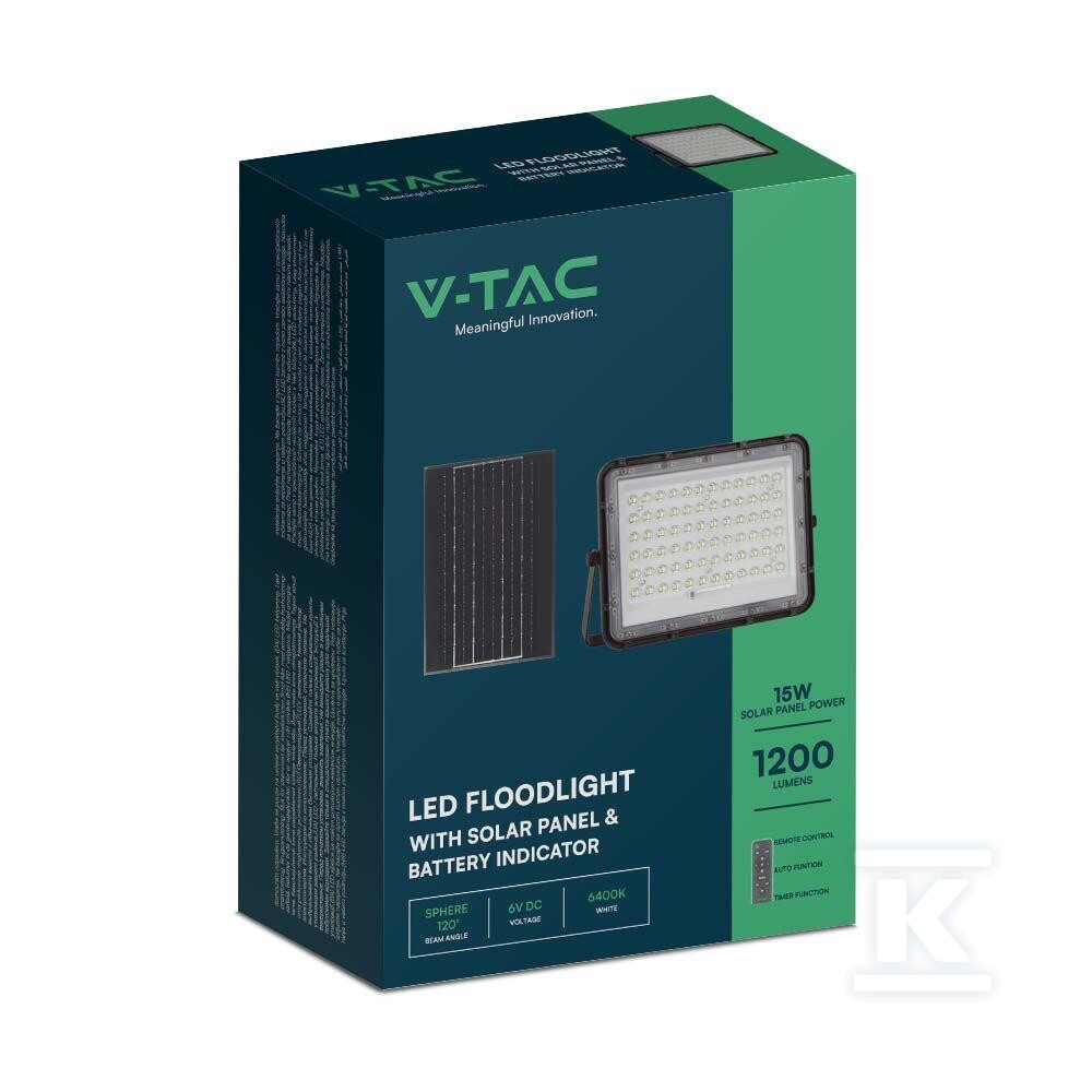 Naświetlacz LED solarny V-TAC 15W pilot - 7825