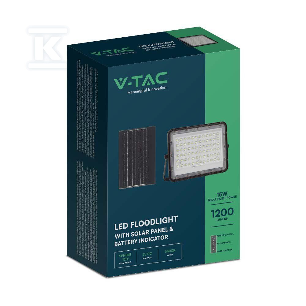 Naświetlacz LED solarny V-TAC 15W pilot - 7826