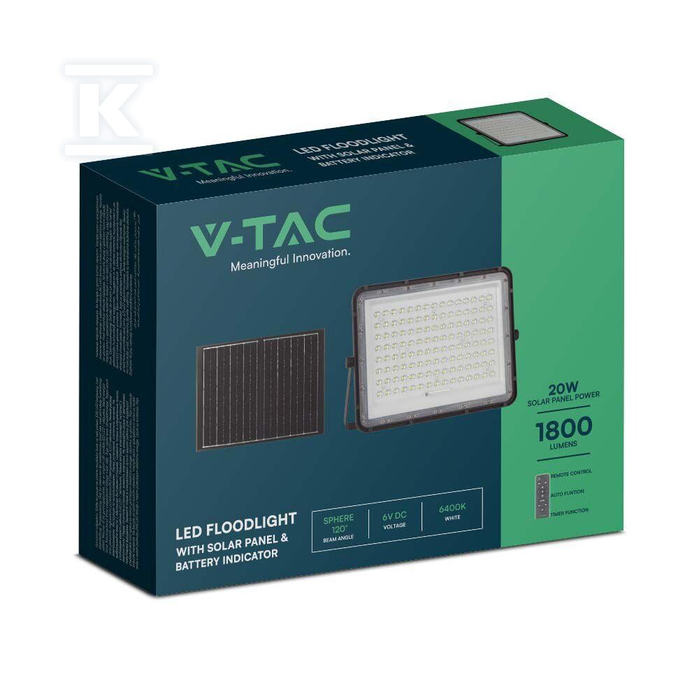 Naświetlacz LED solarny V-TAC 20W pilot - 7827
