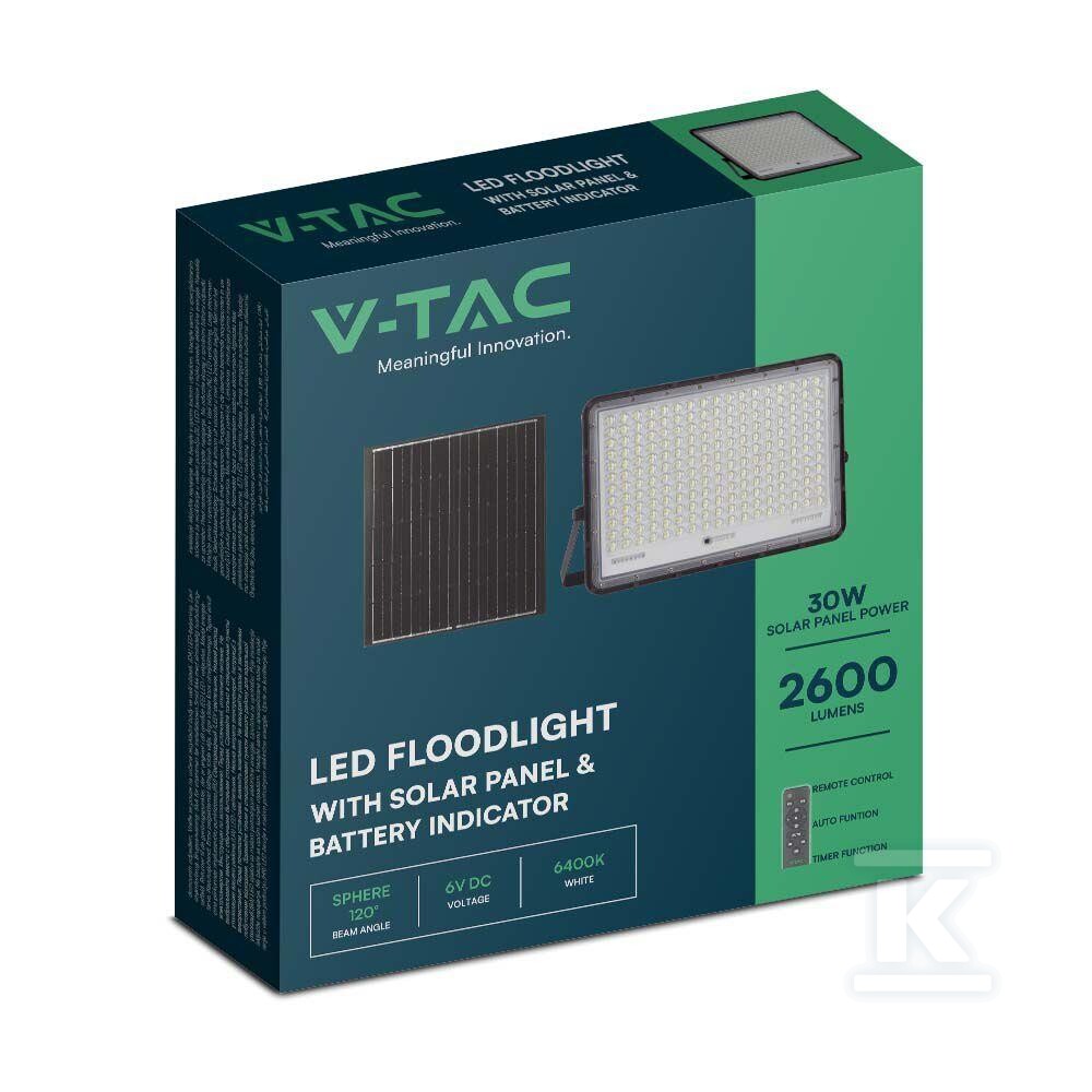 Naświetlacz LED solarny V-TAC 30W pilot - 7830