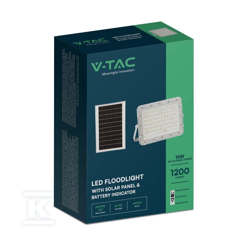Naświetlacz LED solarny V-TAC 15W pilot - 7844