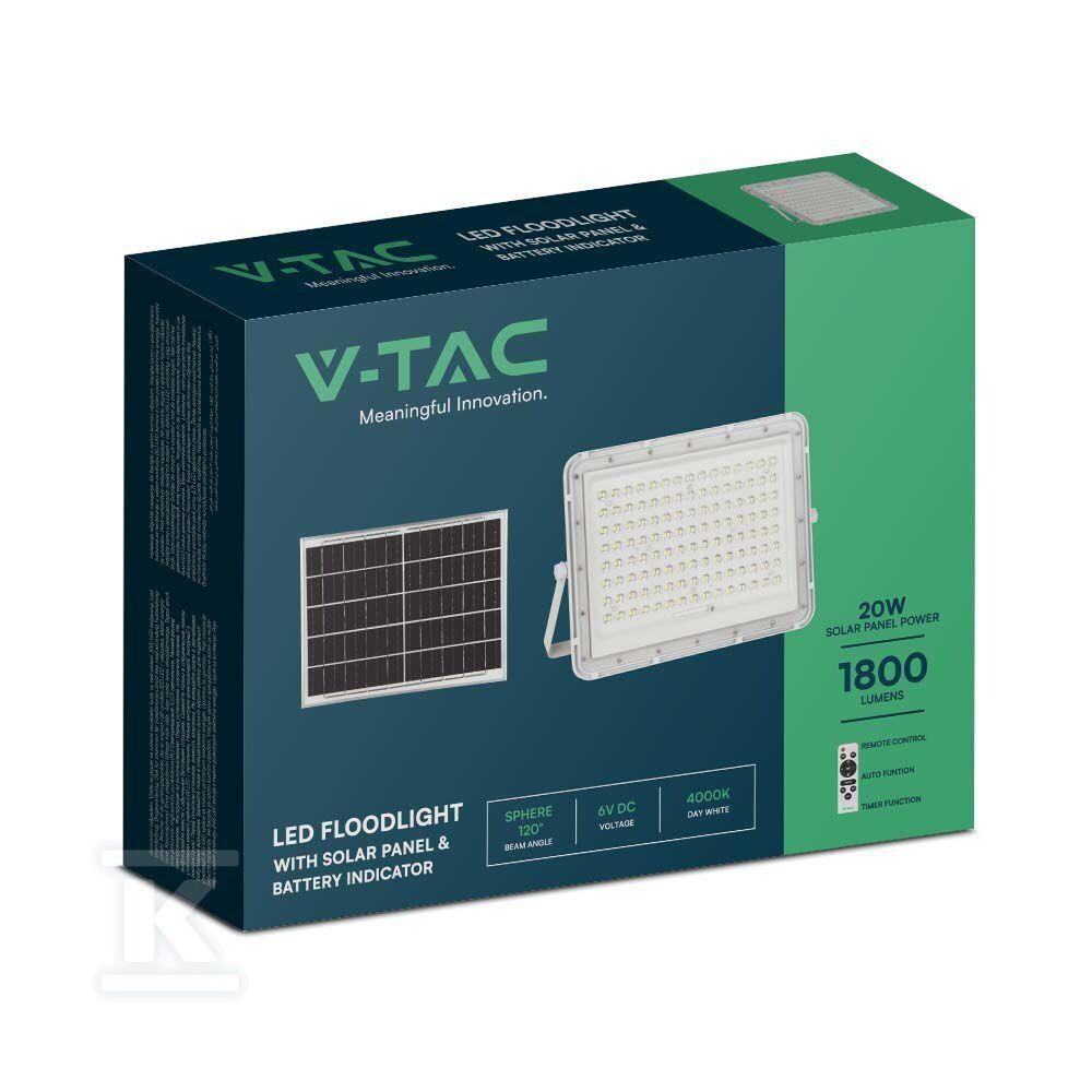 Naświetlacz LED solarny V-TAC 20W pilot - 7845