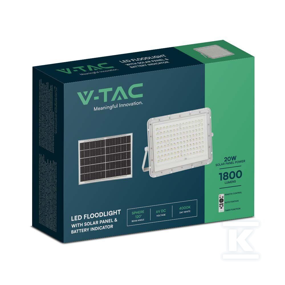 Naświetlacz LED solarny V-TAC 20W pilot - 7846