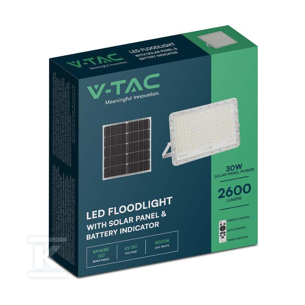 Naświetlacz LED solarny V-TAC 30W pilot - 7847