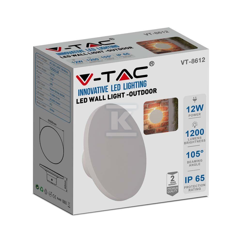 Oprawa ścienna kinkiet 12W V-TAC biały - 6785