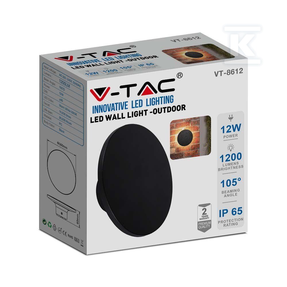 Oprawa ścienna kinkiet 12W V-TAC czarny - 6788