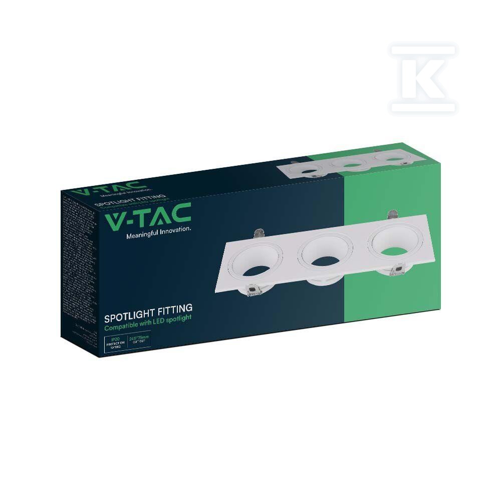 Oprawa oczko V-TAC 3xGU10 prostokąt - 10299