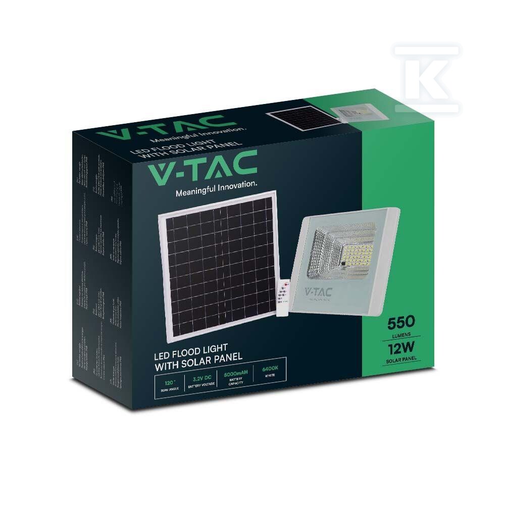Naświetlacz LED solarny V-TAC 12W biały - 10405