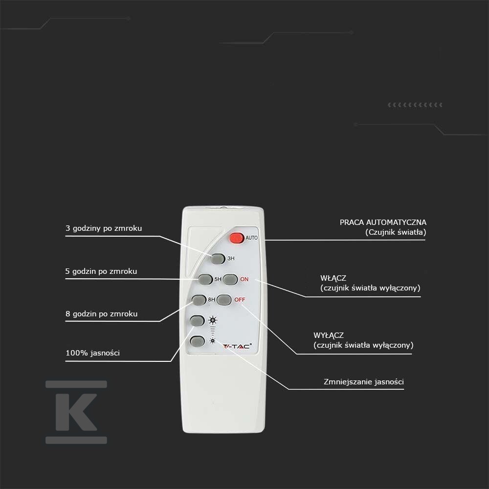 Naświetlacz LED solarny V-TAC 20W biały - 10408