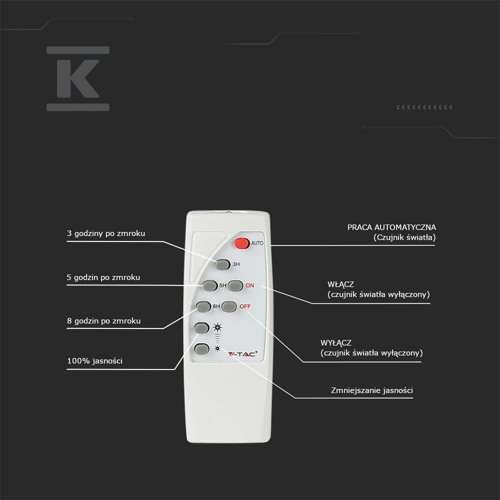 Naświetlacz LED solarny V-TAC 40W biały - 10413