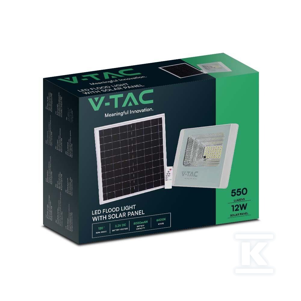 Naświetlacz LED solarny V-TAC 12W biały - 23018
